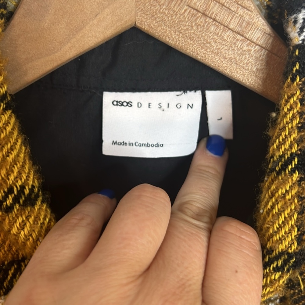 ASOS DESIGN Overshirt in Yellow Wool Mix Plaid - Picture 4 of 5